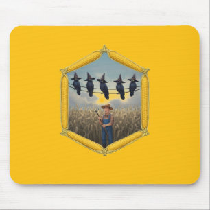 Mousepad Corvos Em Um Fio de Arame Observando o Milharal do