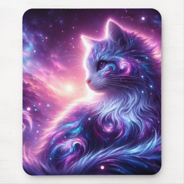 Mousepad Cosmic Galaxy Mystical Feline Celestial (Frente)