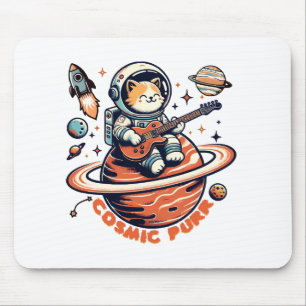 Mousepad Cosmic Purr - Gato Guitarrista Astro