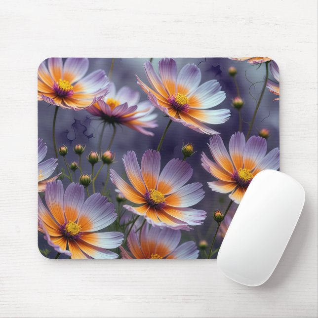 Mousepad Cosmos Abstrato Laranja e Roxo (Com mouse)