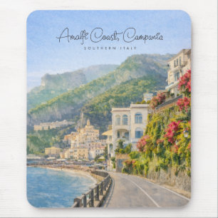 Mousepad Costa Amalfitana Aquarela Lembrança Romântica de V