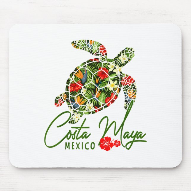 Mousepad Costa Maya Mexico Sea Turtle Trocal Hibiscus Vacat (Frente)