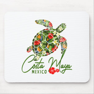 Mousepad Costa Maya México Tartaruga Marinha Trocal Hibisco