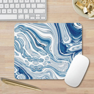 Mousepad costa praia ondas náuticas espirais de cor azul