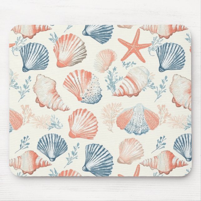 Mousepad Costeira russa - Conchas, Starfish, Recife (23) (Frente)