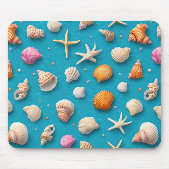 Mousepad Costeira russa - Conchas, Starfish, Recife (3) (Frente)