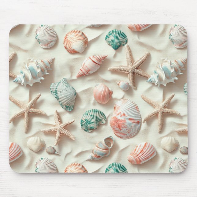 Mousepad Costeira russa - Conchas, Starfish, Recife (33) (Frente)