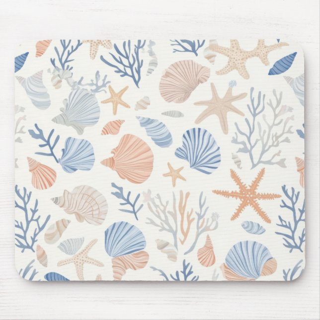 Mousepad Costeira russa - Conchas, Starfish, Recife (34) (Frente)