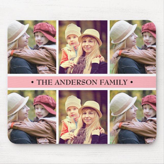 Mousepad Costume da colagem da foto do rosa Pastel 6 (Frente)