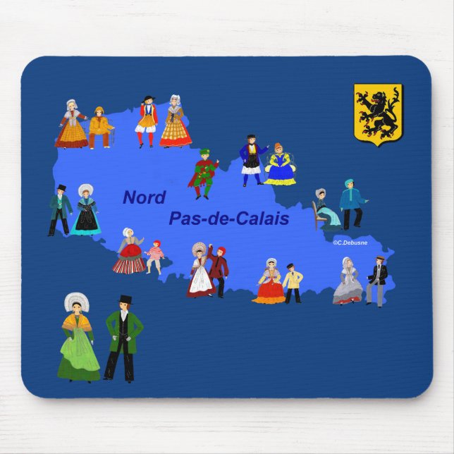 Mousepad Costumes du Nord-Pas-de-Calais, França (Frente)