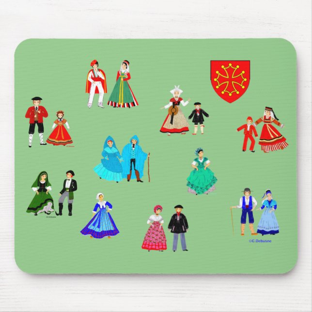 Mousepad Costumes tradicionais de Midi-Pyrénées, França (Frente)