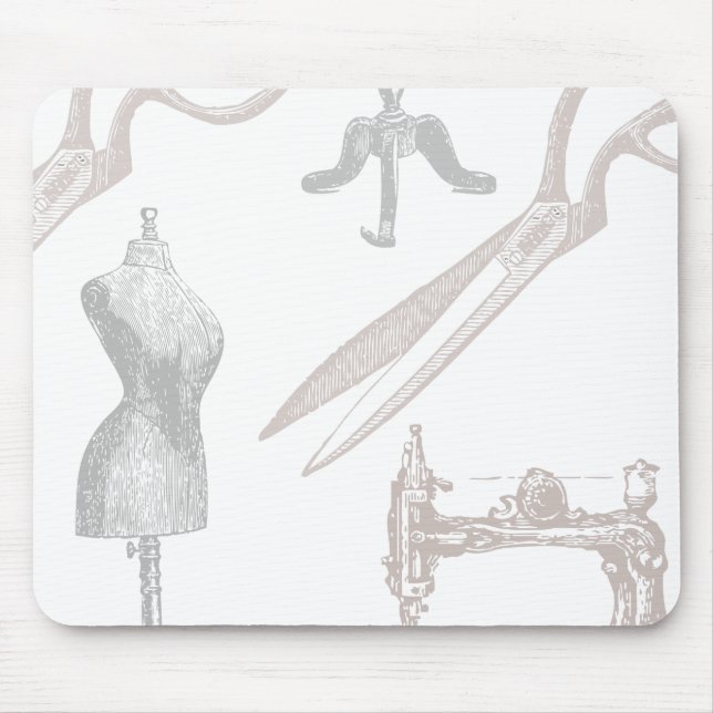 Mousepad costureira do vintage e tema sewing (Frente)