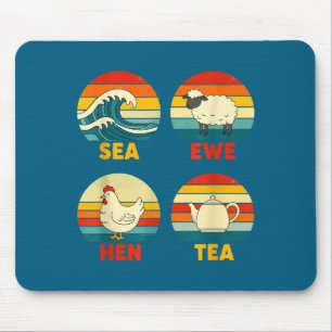 Mousepad Cota da Galinha Marinha Pôr do Sol Ovelha Chá Riso