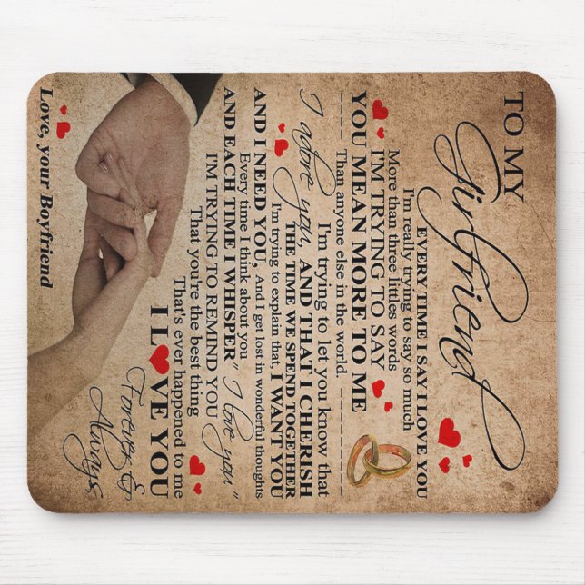Mousepad Cota De Amor Para Namorada | Presente para decoraç (Frente)