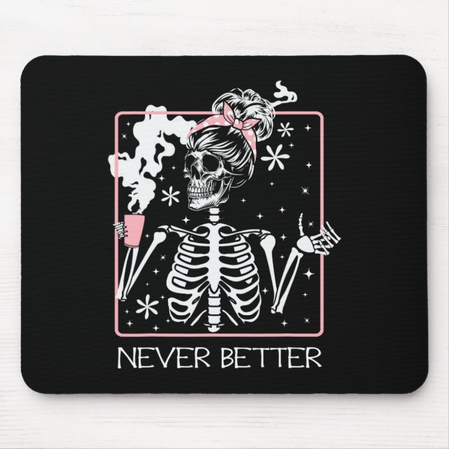 Mousepad Cota de Café do Bebendo de Esqueleto do Dia de as  (Frente)