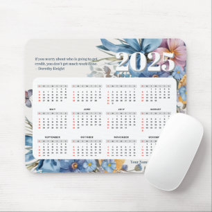 Mousepad Cota de Calendário Moderno 2025 e Nome Personaliza
