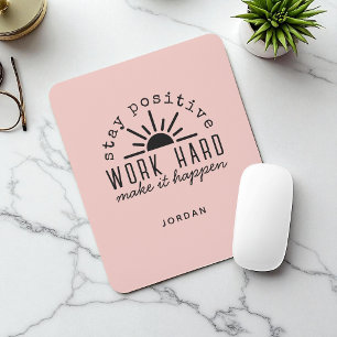 Mousepad Cota Motivacional Positiva Rosa com Nome