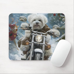 Mousepad Coton De Tulear Cachorro Dirigindo Motocicleta Nat