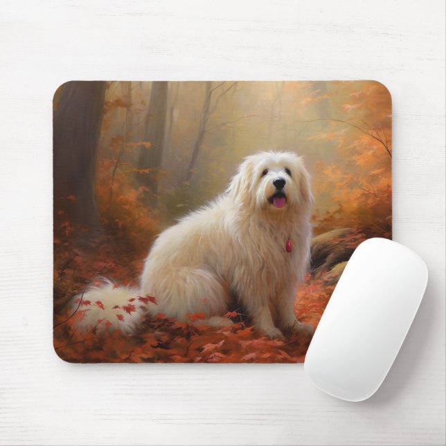 Mousepad Coton De Tulear nas Folhas de Outono Caem Inspiram (Com mouse)