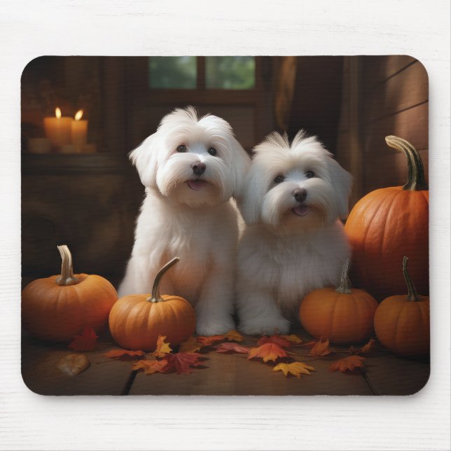Mousepad Coton De Tulear Puppy Autumn Delight Pumpkin (Frente)