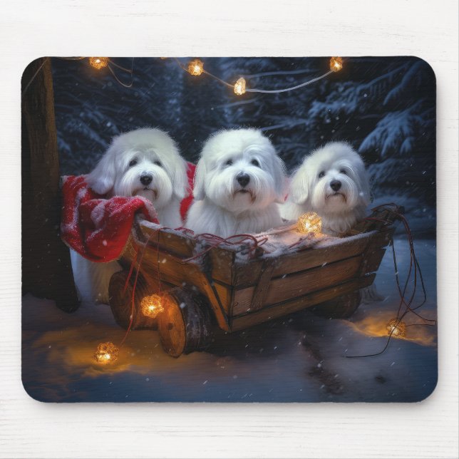 Mousepad Coton De Tulear Snowy Sleigh Decência De Natal (Frente)