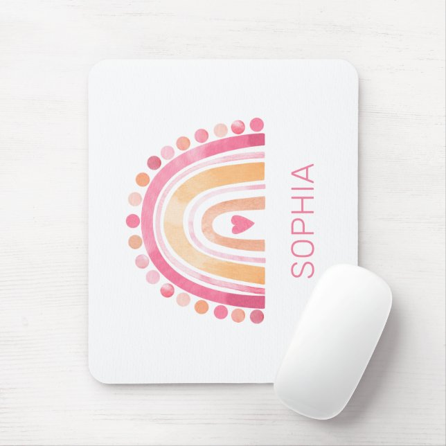 Mousepad Cotovelo-cotovelo-branco, cor-de-bico-rosa (Com mouse)