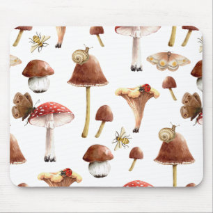Mousepad Cottagecore Cogumelos e Insetos Floresta