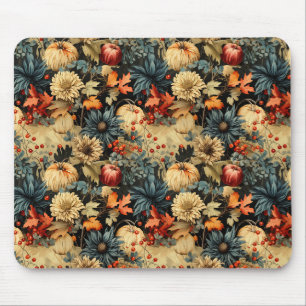 Mousepad Cottagecore Escuro Floral de Outono e Abóbora
