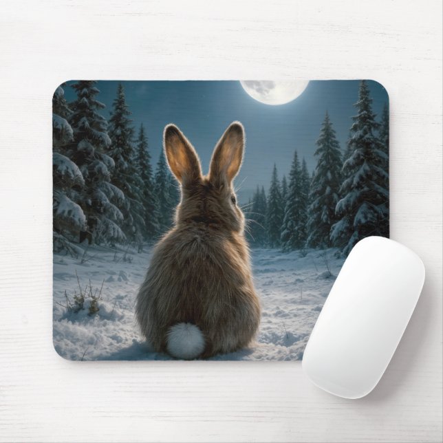 Mousepad Cottontail Rabbit In Moonlight (Com mouse)