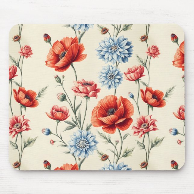Mousepad Country Poppy e Dahlia franceses (Frente)