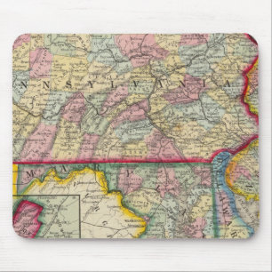 Mousepad County Map Of Pennsylvania, Nova Jersey