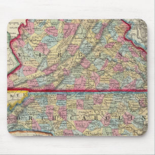 Mousepad County Map Of Virginia, e Carolina do Norte