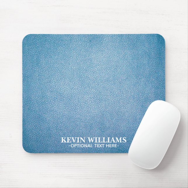 Mousepad Couro de fibras de textura azul personalizado (Com mouse)