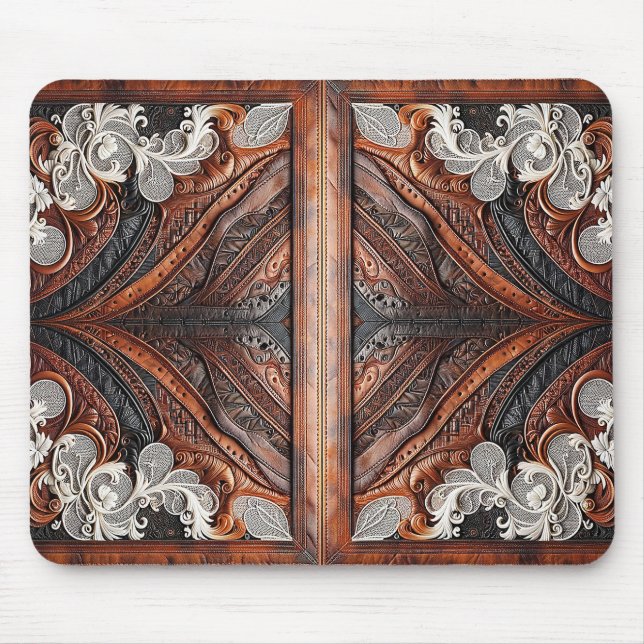 Mousepad Couro Multicolorido & Renda Elegante Rústico (Frente)