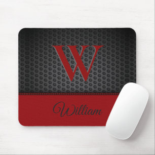 Mousepad Couro Preto Vermelho Preto Personalizado, Couro Es