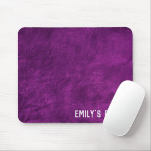 Mousepad Couro roxo com nome prateado