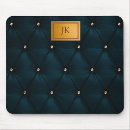 Mousepad Couro Verde Elegante,Diamantes,Monograma