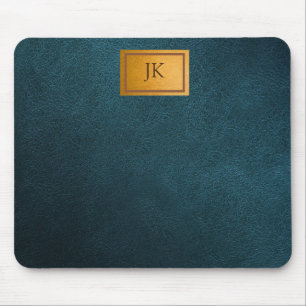 Mousepad Couro Verde Elegante, Monograma