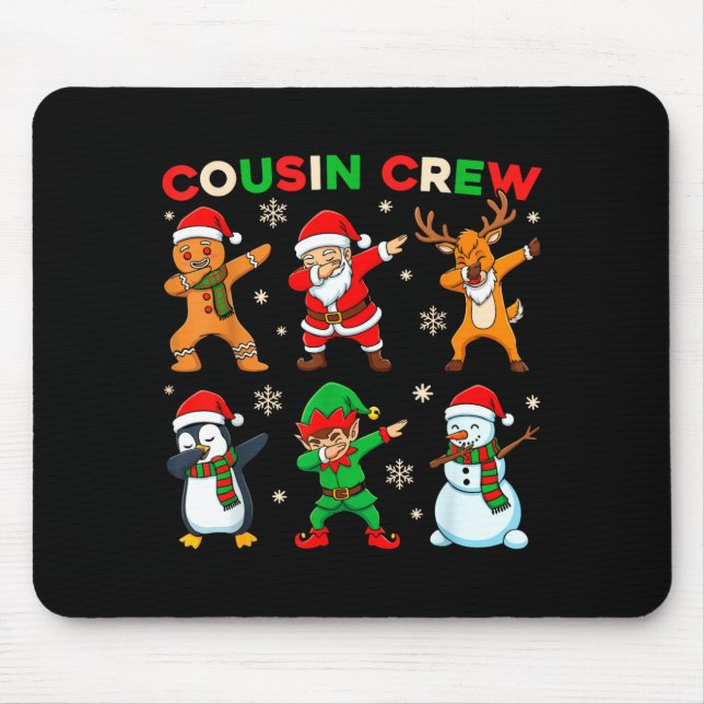 Mousepad Cousin Crew Dabbing Santa Elf Friends Christmas Fu (Frente)