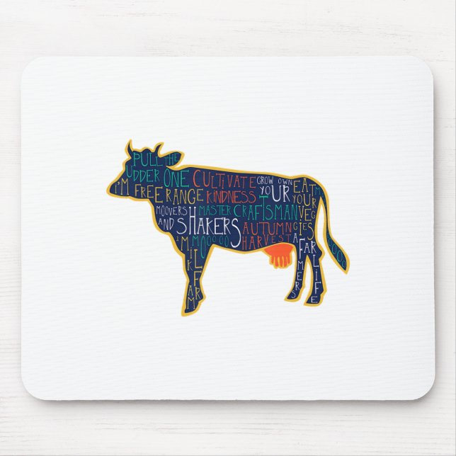Mousepad Cow Silhouette Tygraphy Phrases Heifer Fun Chris  (Frente)
