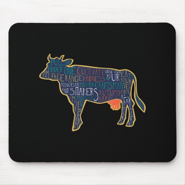 Mousepad Cow Silhouette Tygraphy Phrases Heifer Fun Chris T (Frente)