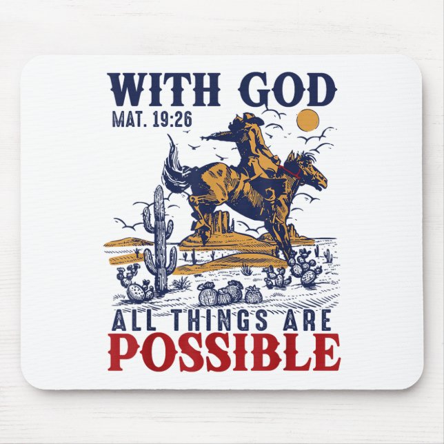 Mousepad Cowboy Bible Scripture Verse Western Jesus For Men (Frente)