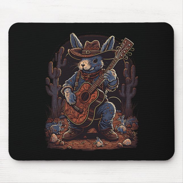 Mousepad Cowboy Coelho Da Páscoa Para Homens Música Por Paí (Frente)
