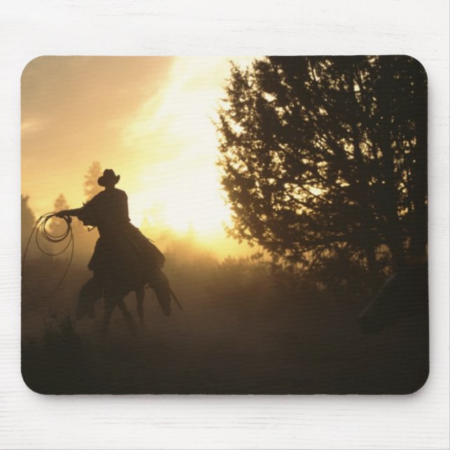 Mousepad Cowboy com Laço no Sunset (Frente)