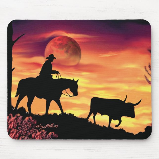 Mousepad Cowboy E Longhorn Steer (Frente)