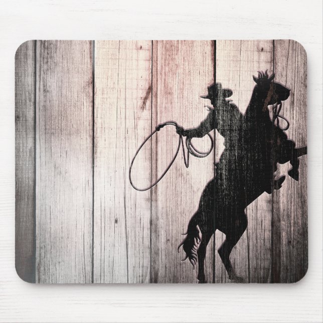 Mousepad Cowboy Rustic Wood Barn Country Wild West (Frente)