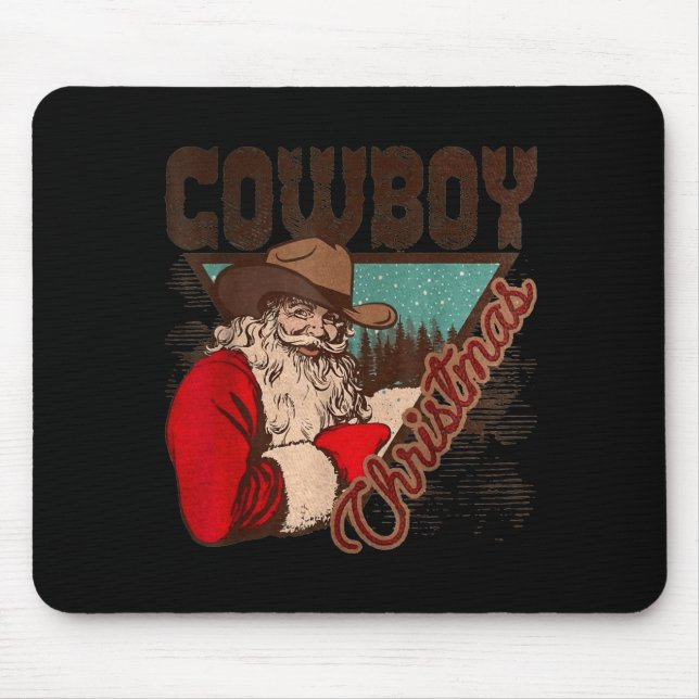 Mousepad Cowboy Santa Claus Merry Christmas Western Country (Frente)