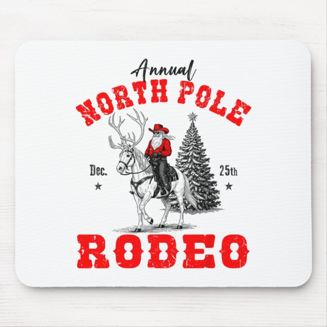 Mousepad Cowboy Santa Riding Reindeer North Le Rodeo Christ (Frente)