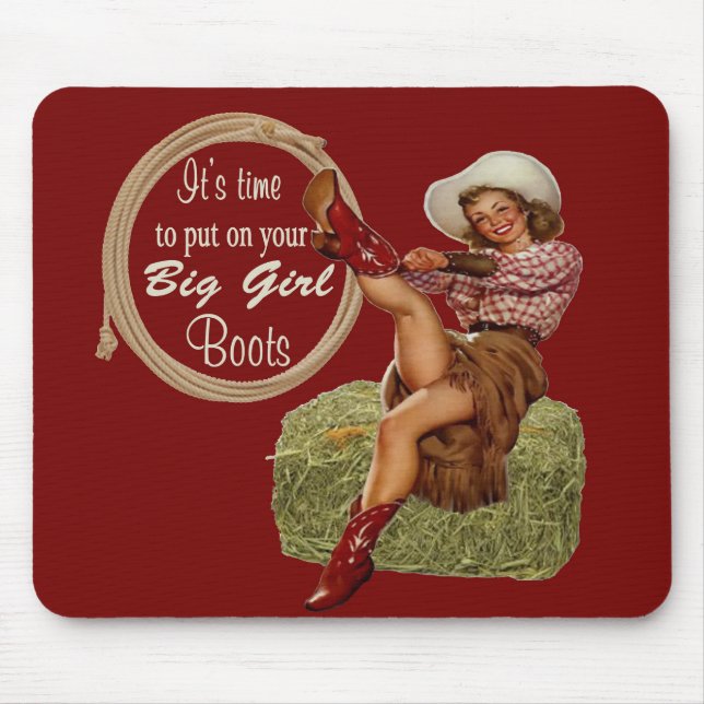 Mousepad Cowgirl Colocou-Te Grandes Botas (Frente)