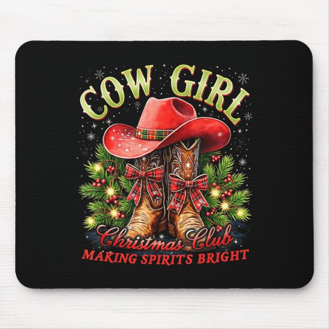 Mousepad Cowgirl Howdy Christmas Y'all Xmas Wild West Coque (Frente)